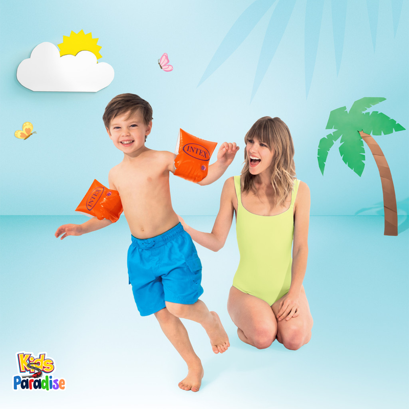 INTEX Inflatable Arm Band Floaties Neon Orange (9" x 6") 58642