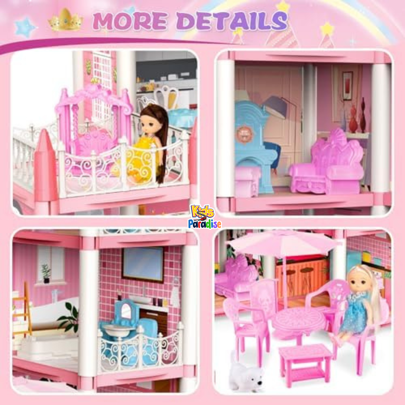 DIY Princess Doll House DSJ-588-26 Big Villa Collocation Home Furniture Puzzle Kit Family Set For Kids Children Girls Gift 201 Pieces