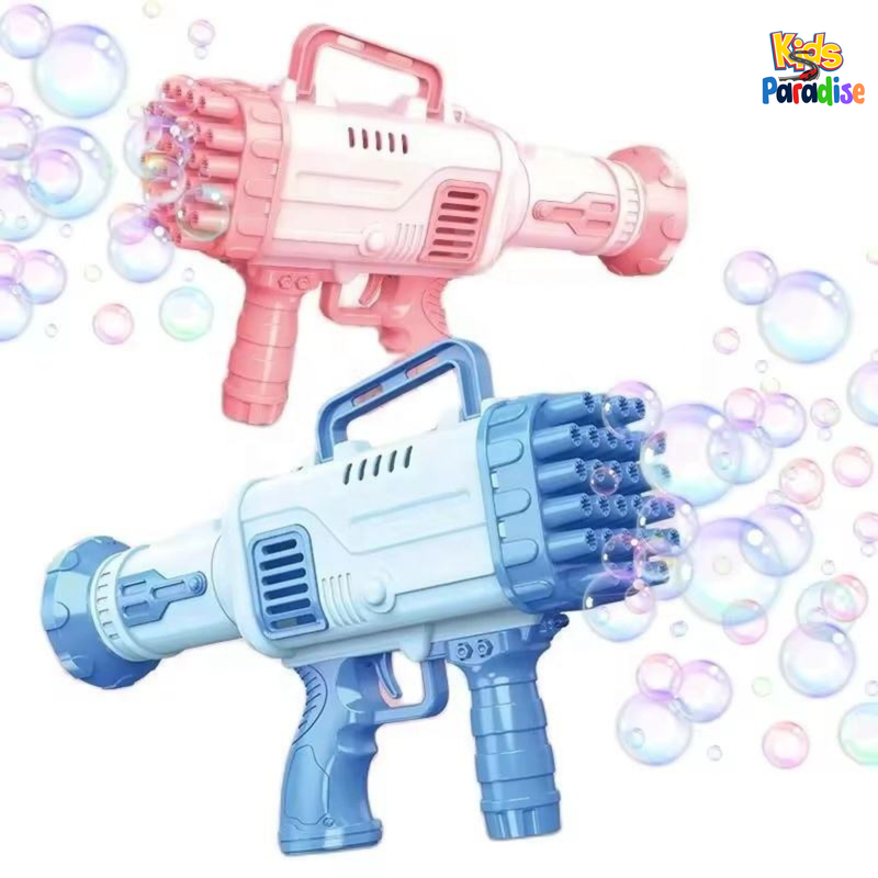 36 Holes Super Rocket Bubble Making Toy Gun with Bubble Solution Water Gun in Blue and Pink Colour