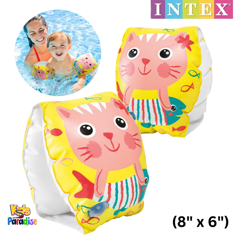 INTEX Inflatable Happy Kitten Arm Bands Floaties (8" x 6") 56665