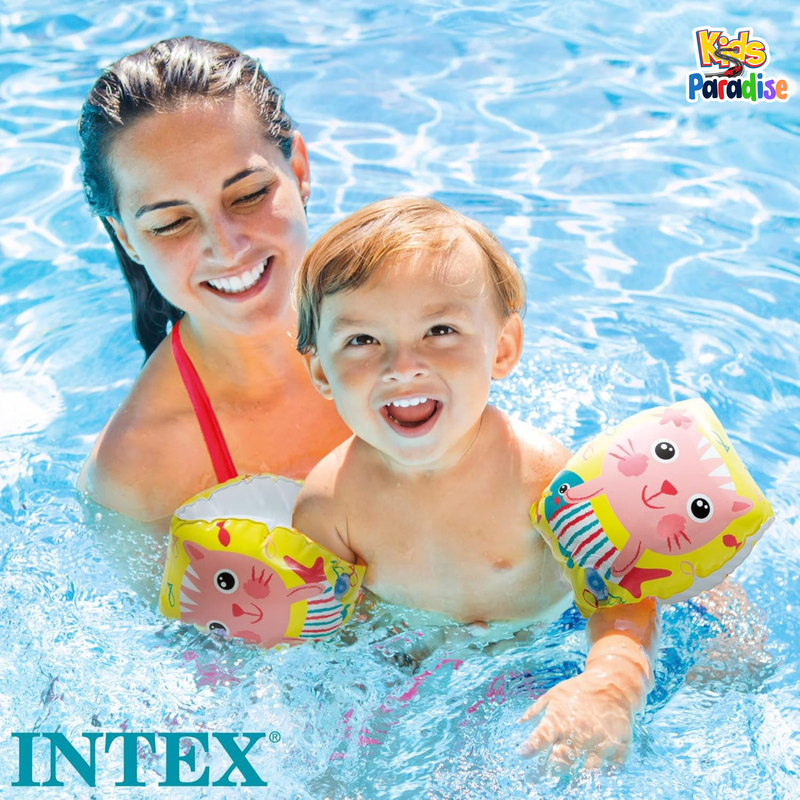 INTEX Inflatable Happy Kitten Arm Bands Floaties (8" x 6") 56665
