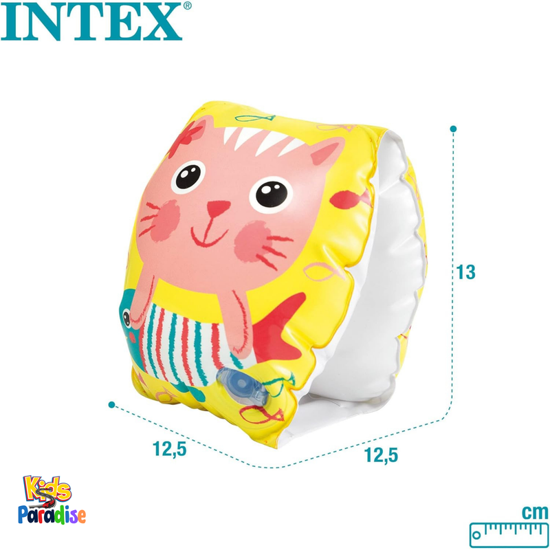 INTEX Inflatable Happy Kitten Arm Bands Floaties (8" x 6") 56665