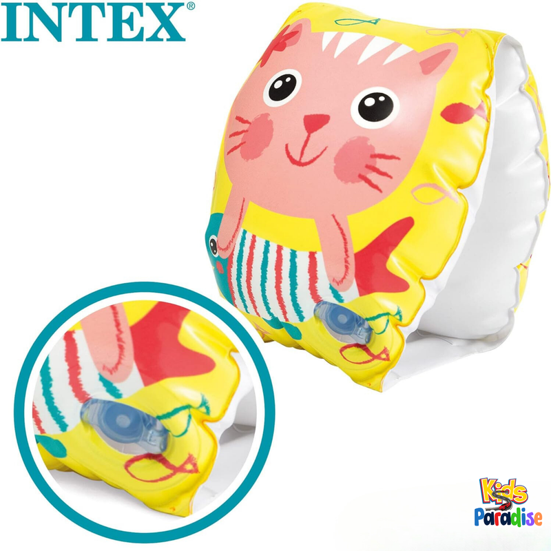 INTEX Inflatable Happy Kitten Arm Bands Floaties (8" x 6") 56665