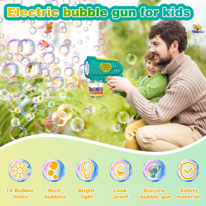 10 Hole Bubble Gun Led Dino Blasters for Kids