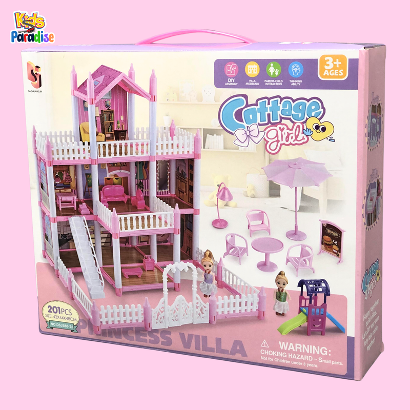 DIY Princess Doll House DSJ-588-26 Big Villa Collocation Home Furniture Puzzle Kit Family Set For Kids Children Girls Gift 201 Pieces