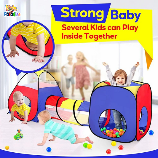 Boys Girls Gift Collapsible Children Play Tent Toy Games Toddlers Kids Playhouse 3-in-1 Play Tent Set