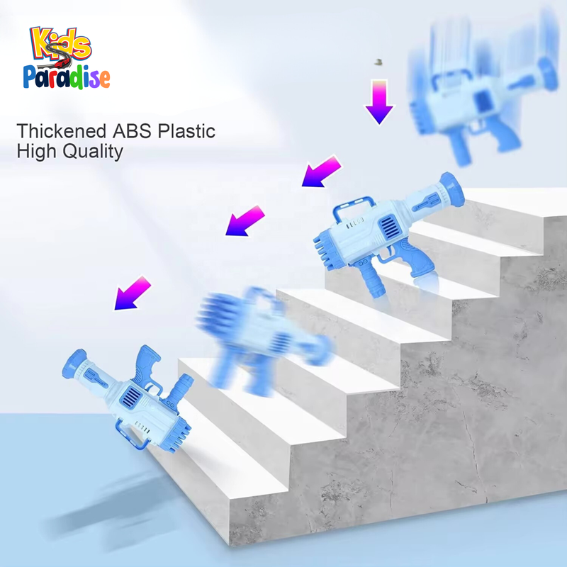36 Holes Super Rocket Bubble Making Toy Gun with Bubble Solution Water Gun in Blue and Pink Colour