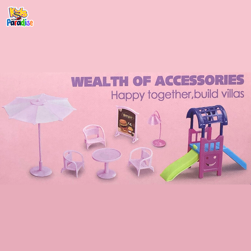 DIY Princess Doll House DSJ-588-26 Big Villa Collocation Home Furniture Puzzle Kit Family Set For Kids Children Girls Gift 201 Pieces