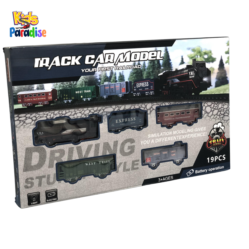 19 Pcs Track Car Model Model Train Set 2215-3 with Sound & Light Music