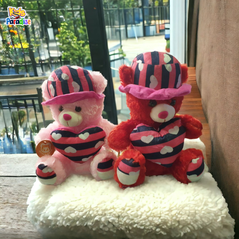 30 cm Teddy Bear With Cap and Heart Stuffed Plush Toy Cute Gift