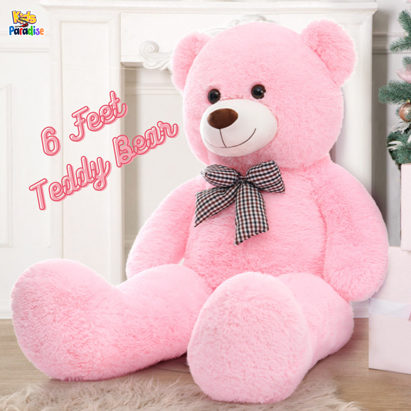 6 Feet Teddy Bear with Filled Bow for Children and Female Huge Size