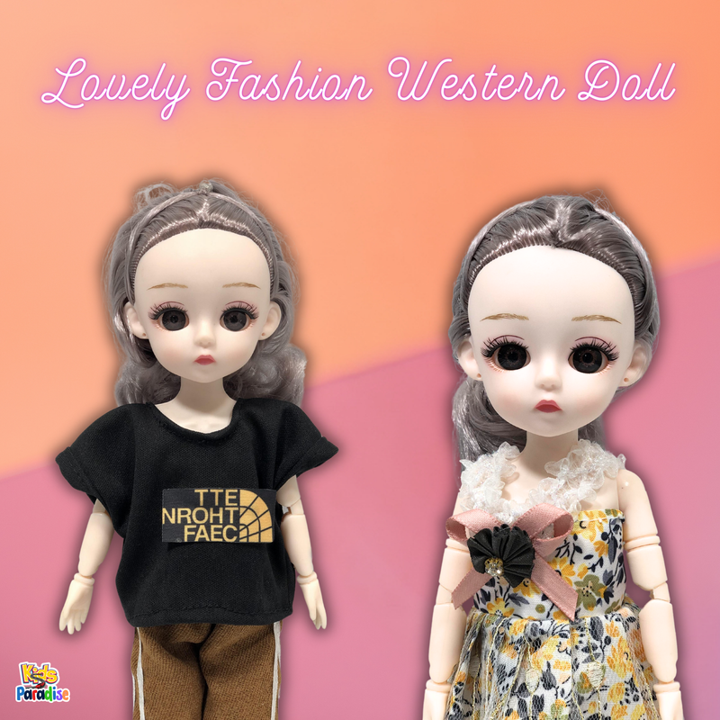 30 cm Fashion Princess Doll Cartoon Face Dolls with Western Cloth Girls Gift