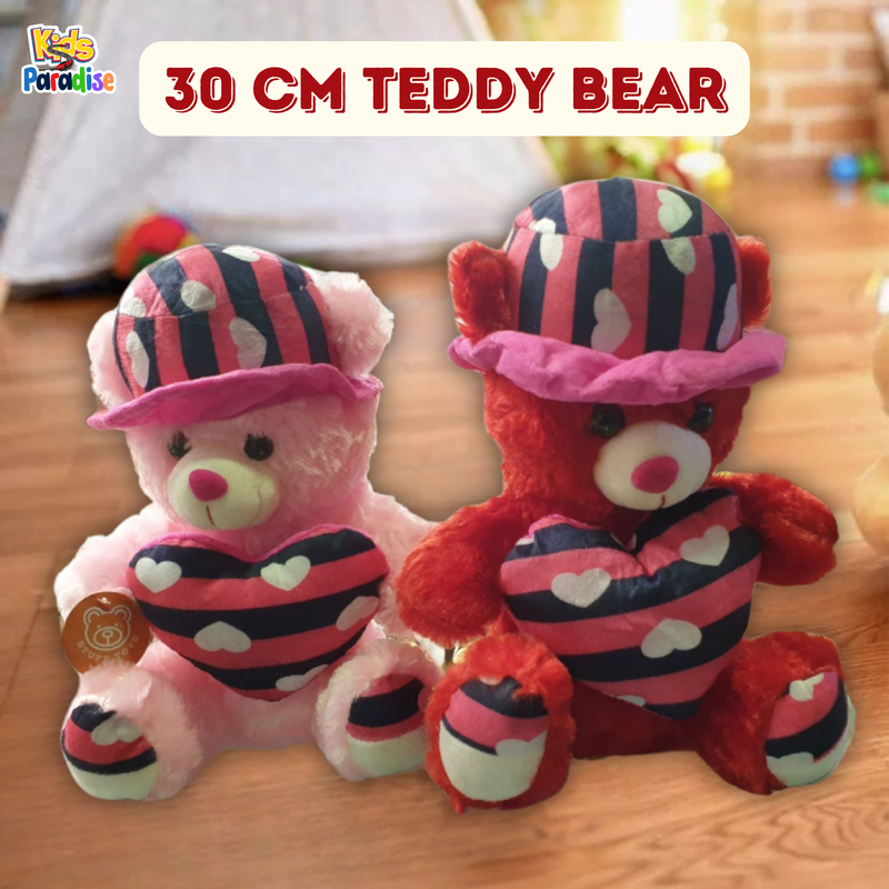 30 cm Teddy Bear With Cap and Heart Stuffed Plush Toy Cute Gift