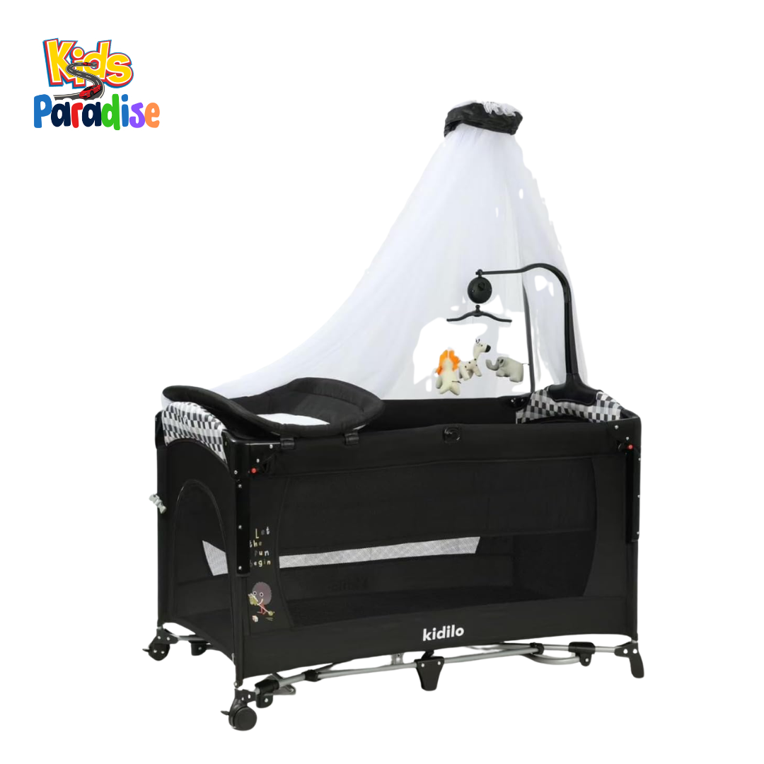 PP-650A-BLK TRAVEL COT KDL BSD+NET+CHANGING BLAC