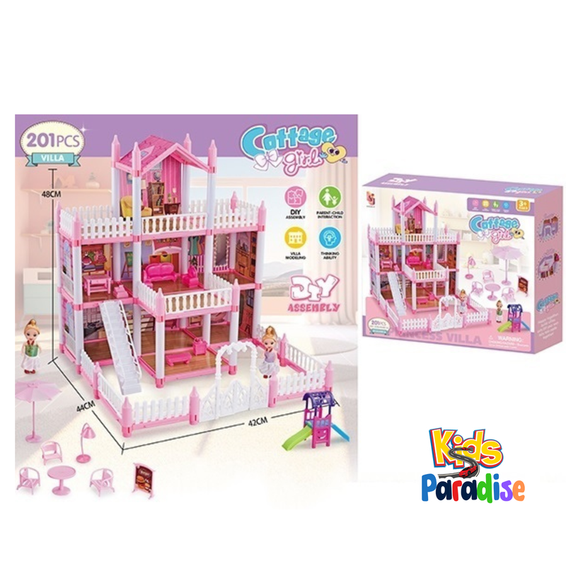 DIY Princess Doll House DSJ-588-26 Big Villa Collocation Home Furniture Puzzle Kit Family Set For Kids Children Girls Gift 201 Pieces