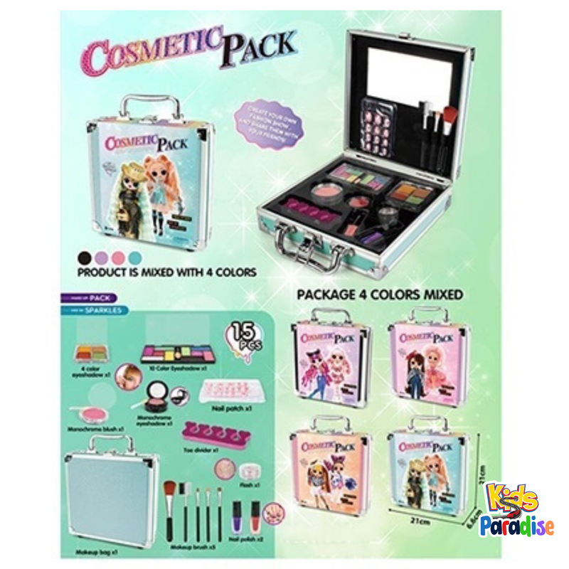 Kids Makeup Kit for Girls MAKEUP SET 1683-C Pretend Play Toy Set with Washable Makeup, Cute Case, and Accessories