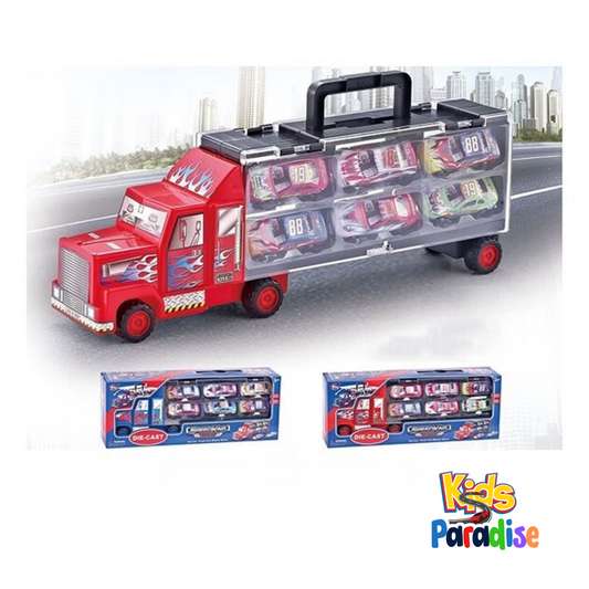 Anime Cartoon Pixar Car Figures Full Set Mini Model Toys Racing Car Portable Container Truck Classic Toys Christmas Gifts Retail