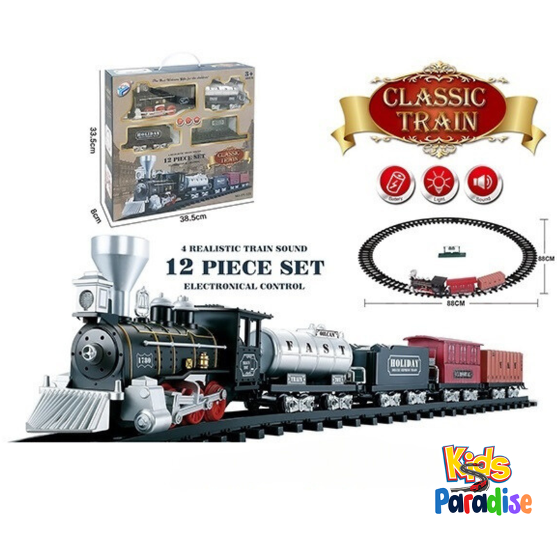 Classical Track Train Electric Train Toys Railway Train Battery Operated Track Railroad with Light And Sound Model Children Gift