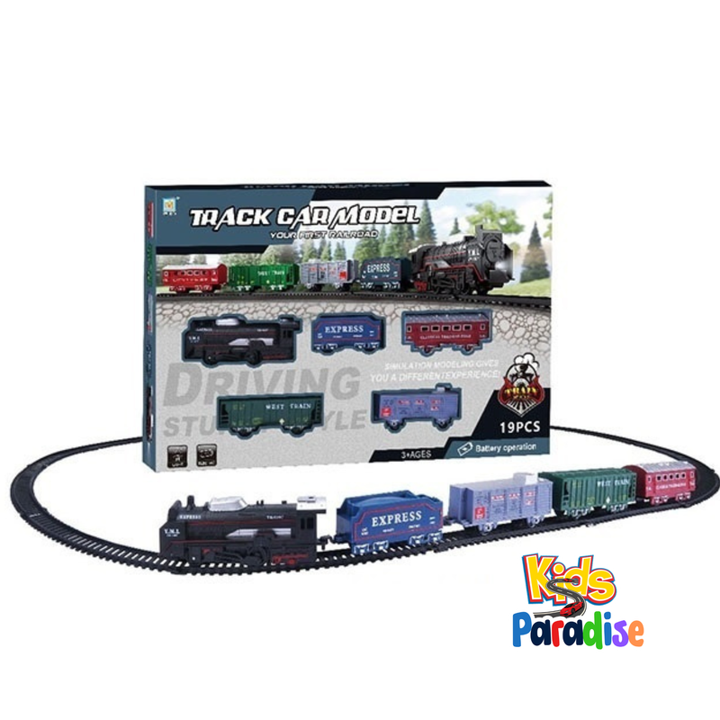 19 Pcs Track Car Model Model Train Set 2215-3 with Sound & Light Music