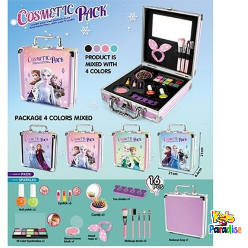 Kids Makeup Kit for Girls 1682-B Pretend Play Toy Set with Washable Makeup, Cute Case, and Accessories