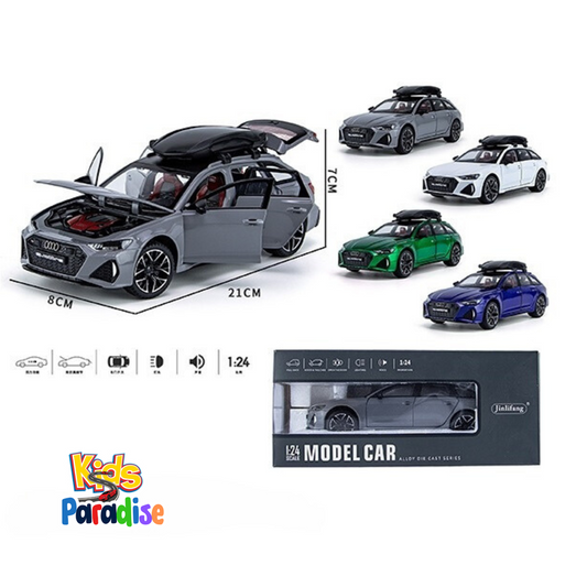 1:24 Audi RS6 Quattro Station Wagon Alloy Toy Car Model Wheel Steering Sound and Light Children's Toy Collectibles Birthday gift