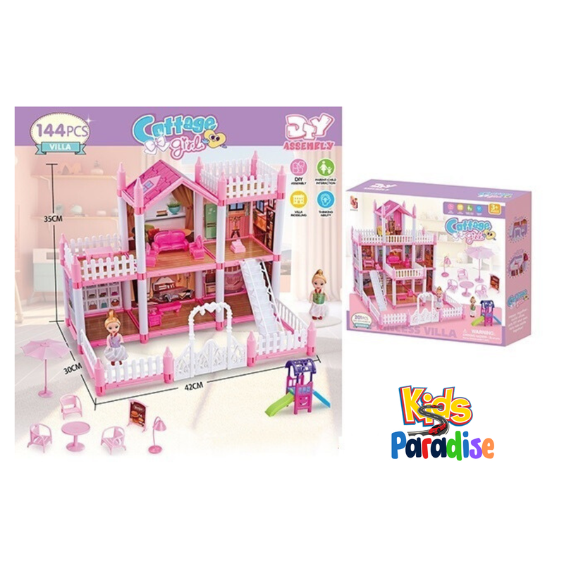 DIY Princess Doll House DSJ-588-23 Big Villa Collocation Home Furniture Puzzle Kit Family Set For Kids Children Girls Gift 144 Pieces