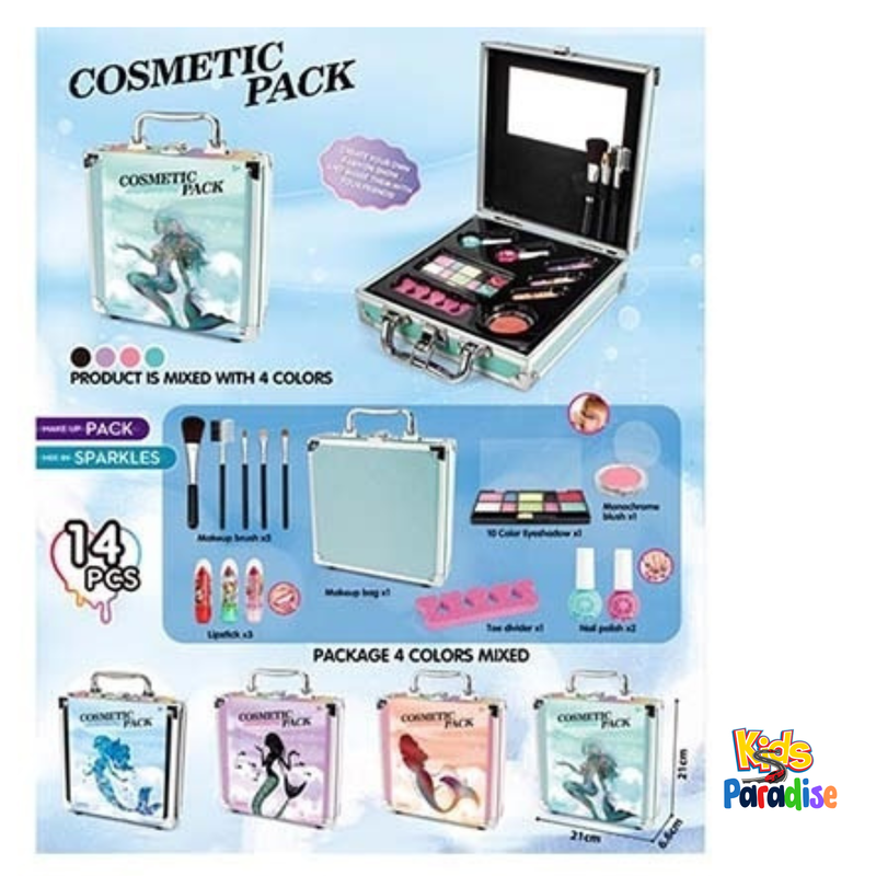 Kids Makeup Kit for Girls 1686-A Pretend Play Toy Set with Washable Makeup, Cute Case, and Accessories