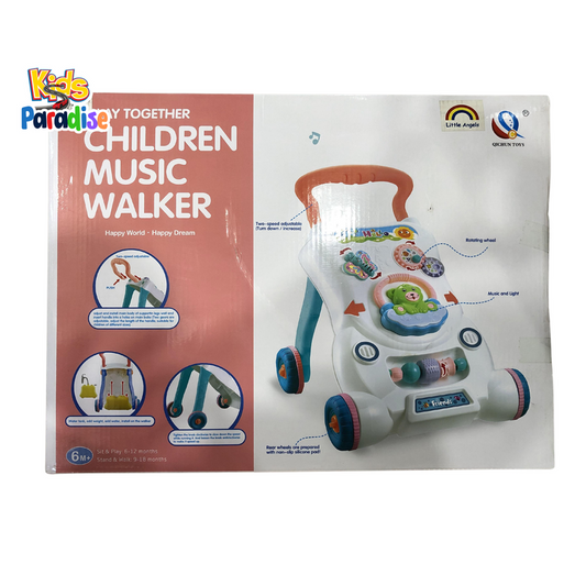 Multifunctional Toddler Trolley Sit-to-Stand ABS Musical Walker with Adjustable Height