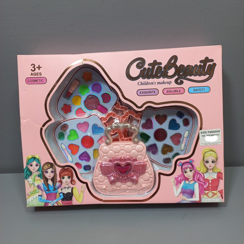 Cute Beauty Children's Makeup Lipstick Kids Toy Box Fashion Eye Shadow Blush Set Princess Party Dressing Box Set Hand Bag Harmles