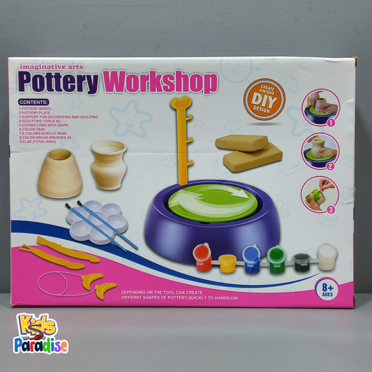 Pottery Studio, Clay Pottery Wheel Craft Kit for Kids Age 6 and Up