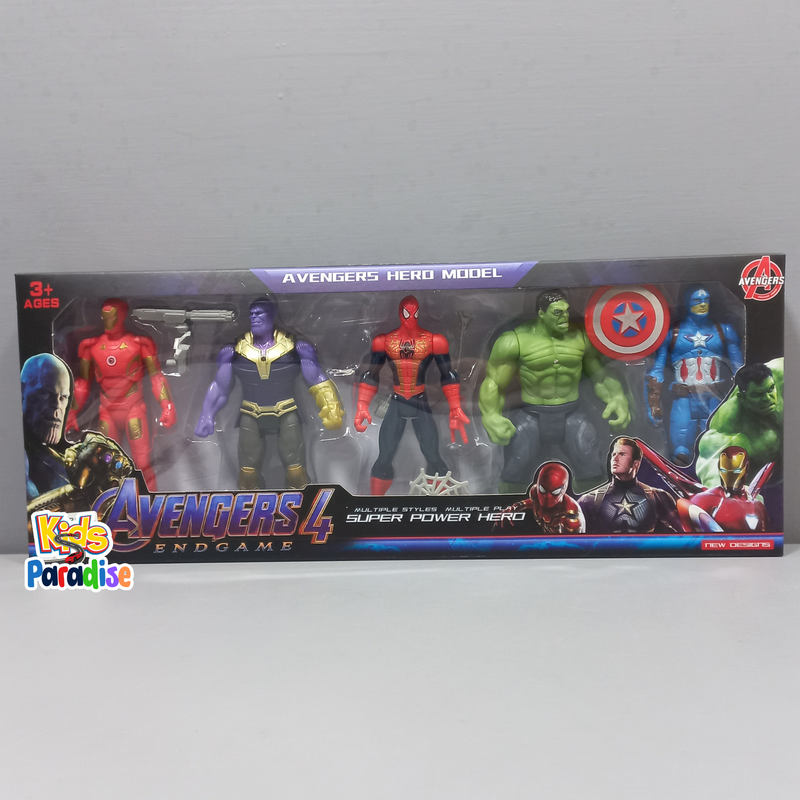 Avenger Super Hero Action Figure Toy Set (Set of 5 Superheroes) (Height 12 cm) Multicolor