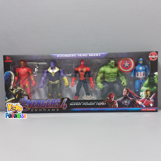 Avenger Super Hero Action Figure Toy Set (Set of 5 Superheroes) (Height 12 cm) Multicolor
