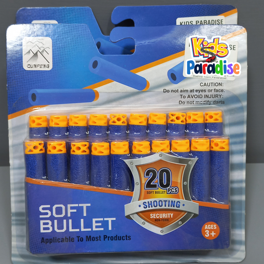 Pack of 20 Soft Bullets Set 7.2 cm Refill Soft Waffle Head Nerf Bullet Darts Blue