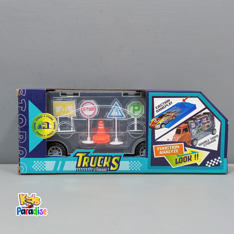 1:20 Scale Animal Face Diecast Cars Set Trucks & Vans With Double Side Storage