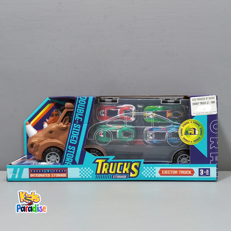 1:20 Scale Animal Face Diecast Cars Set Trucks & Vans With Double Side Storage