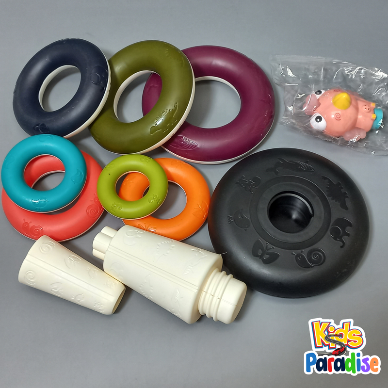 Educational Pyramid Stacking Ring Tower with Hoops Duckie Wheel