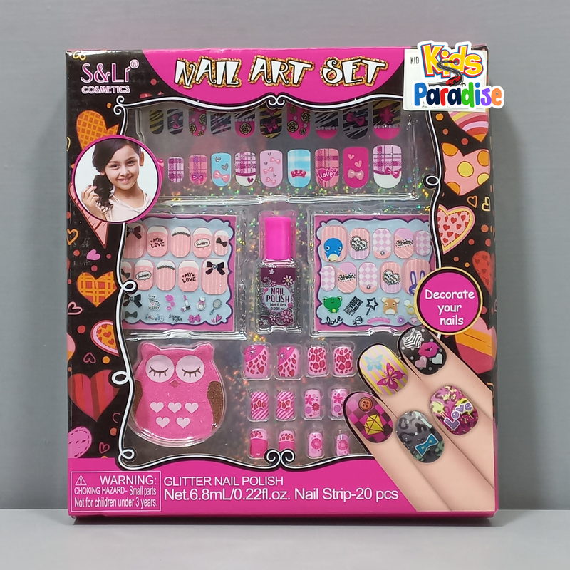 Children Nail Art Set Glitter Nail Polish Nail Stickers and Nail File for Girls Toy
