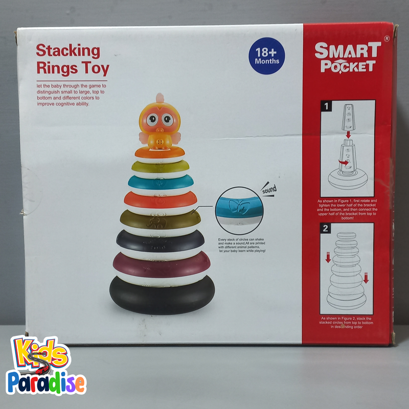 Educational Pyramid Stacking Ring Tower with Hoops Duckie Wheel