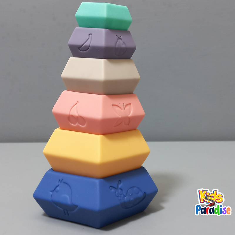 Soft Rubber Folding High Building Blocks 6 Pcs