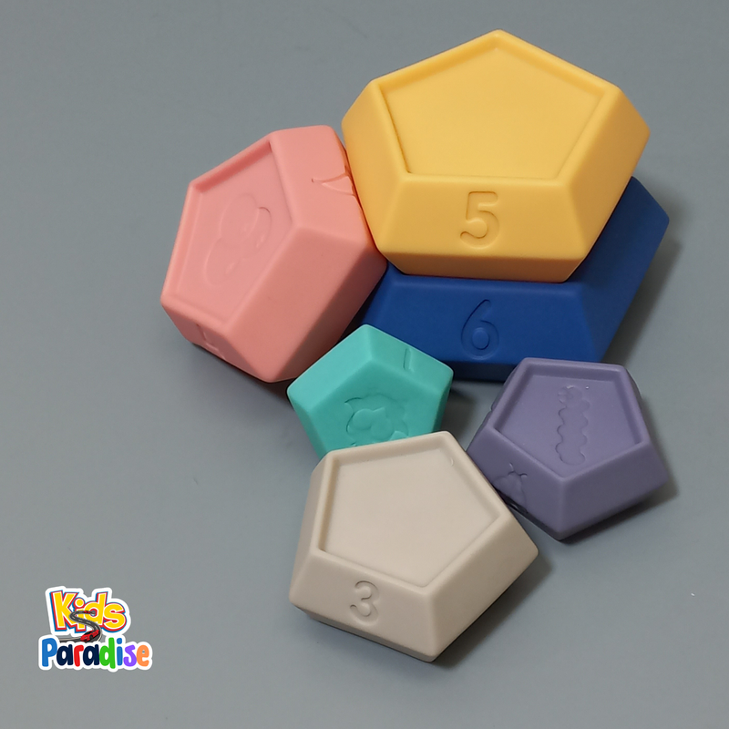 Soft Rubber Folding High Building Blocks 6 Pcs