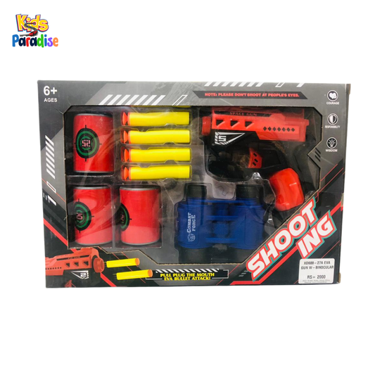 Shooting Soft Bullet Action Toy Gun with Binocular for Kids