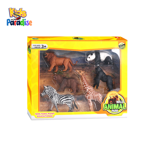 Wild Animal Park 6-Piece Figures Playset Safari and Jungle Toy Animals Pack
