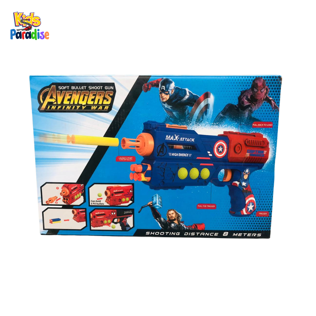 Avengers Soft Bullet Action Toy Gun with Interactive Effects for Kids