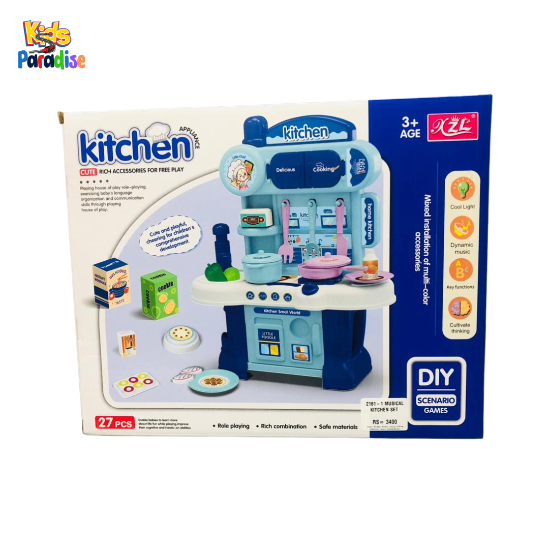 Kids Kitchen Play Set with Lights & Music – Pretend Cooking Toy for Children
