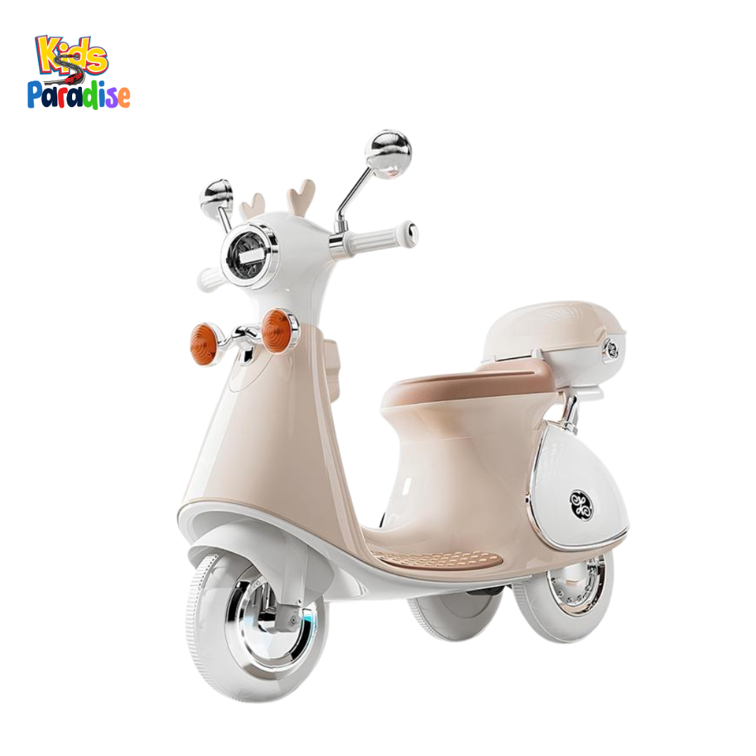 Vespa-Style Kids Scooter – Retro Ride-On with Back Storage
