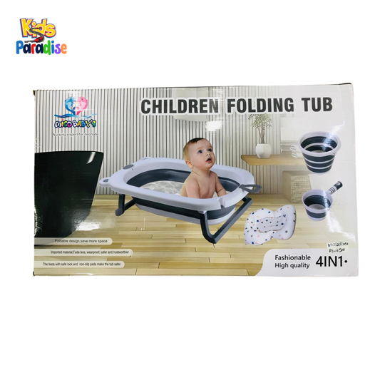 4-in-1 Children Folding Tub – Portable, Space-Saving Baby Bath Tub with Accessories