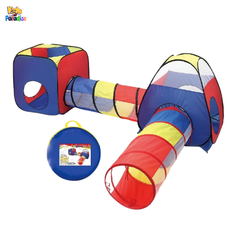 4-in-1 Foldable Kids Play Tent House with Tunnels – Play Cube, Dome & Tunnel Set