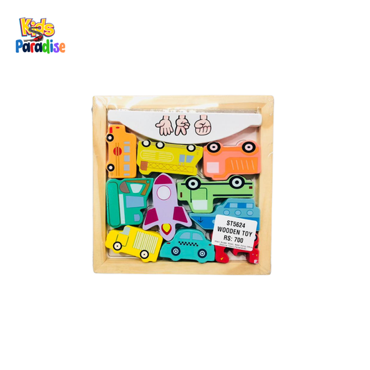 ST5624 Wooden Tetris-Style Animal, Number, and Vehicle Puzzles