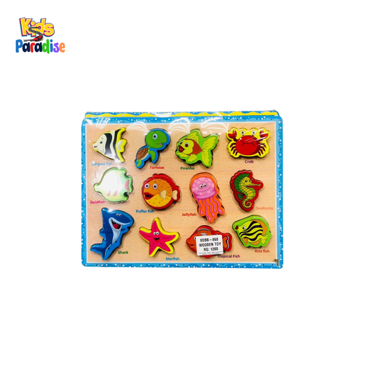 Sea Creatures Wooden Chunky Puzzle Assortment - XDBB-868
