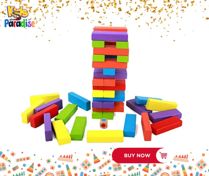 Jenga Wooden Stacking 52 Pieces with 2 Dice.
